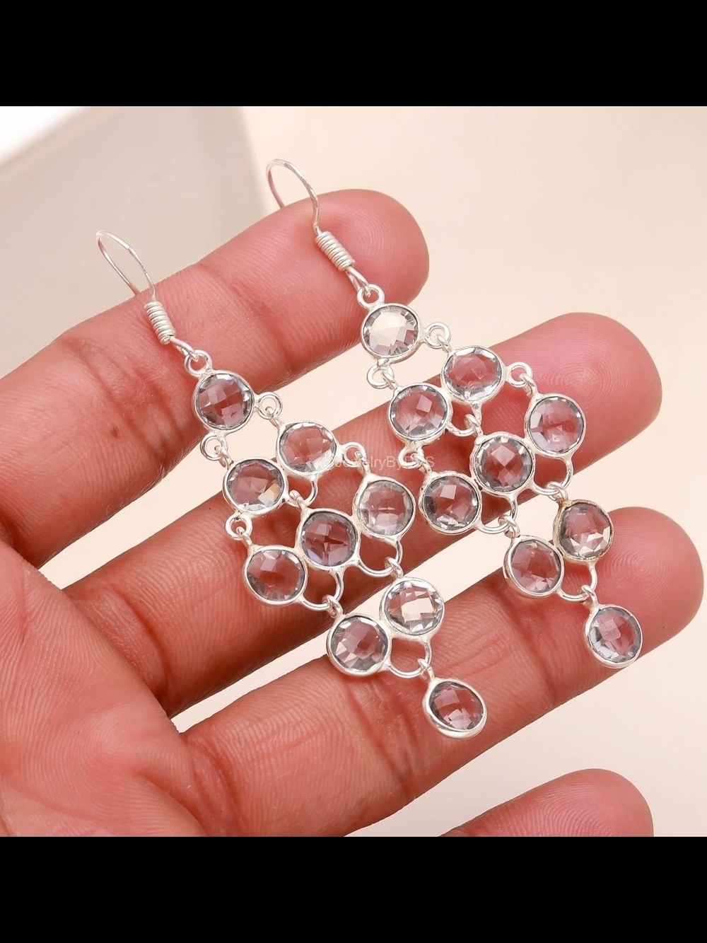 Sterling Silver Clear Crystal Dangle Earrings - Elegant Drop Design